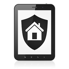 Image showing Security concept: Shield on tablet pc computer