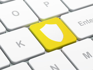 Image showing Privacy concept: Shield on computer keyboard background