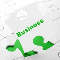 Image showing Business concept: Business on puzzle background
