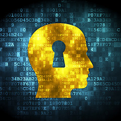 Image showing Education concept: Head With Keyhole on digital background