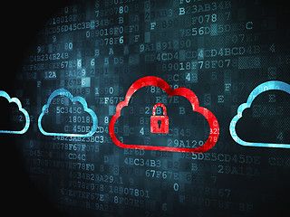 Image showing Cloud networking concept: Cloud With Padlock on digital