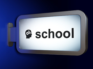 Image showing Education concept: School and Head With Gears on billboard