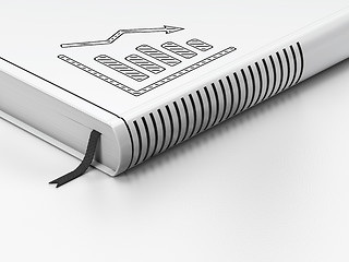 Image showing Advertising concept: closed book, Decline Graph on white