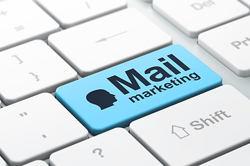 Image showing Advertising concept: Head and Mail Marketing on keyboard