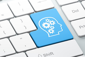Image showing Data concept: Head With Gears on computer keyboard background