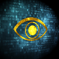 Image showing Protection concept: Eye on digital background