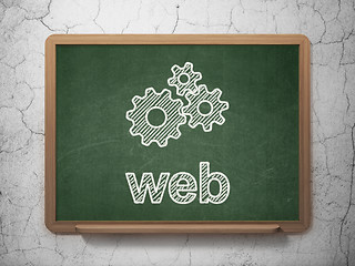 Image showing Web development concept: Gears and Web on chalkboard background