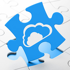Image showing Cloud networking concept: Cloud on puzzle background
