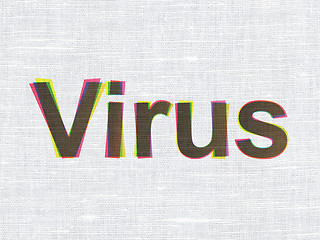 Image showing Protection concept: Virus on fabric texture background