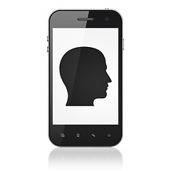 Image showing Marketing concept: Head on smartphone