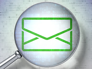 Image showing Finance concept:  Email with optical glass on digital background