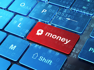 Image showing Finance concept: Head With Padlock and Money on keyboard