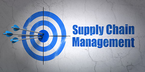 Image showing Marketing concept: target and Supply Chain Management on wall