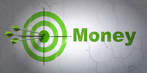 Image showing Finance concept: target and Money on wall background