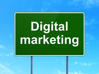 Image showing Advertising concept: Digital Marketing on road sign background