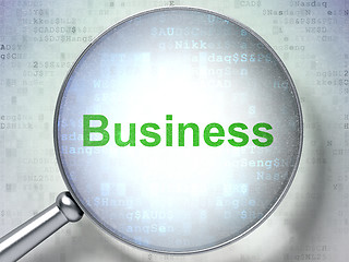 Image showing Business concept: Business with optical glass