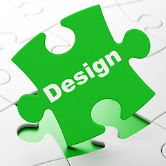 Image showing Advertising concept: Design on puzzle background