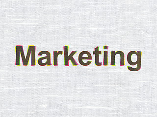 Image showing Marketing concept: Marketing on fabric texture background