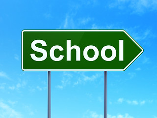 Image showing Education concept: School on road sign background