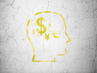 Image showing Marketing concept: Head With Finance Symbol on wall background