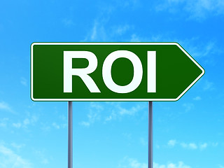 Image showing Business concept: ROI on road sign background