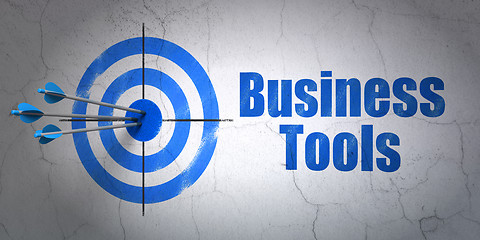 Image showing Finance concept: target and Business Tools on wall background