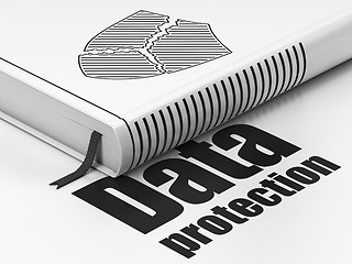 Image showing Protection concept: book Broken Shield, Data Protection on white