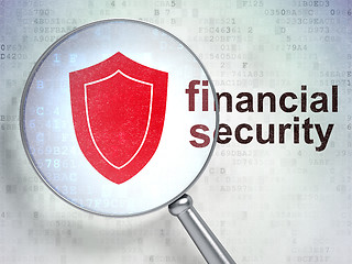 Image showing Safety concept: Shield and Financial Security with optical glass