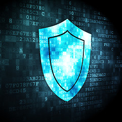 Image showing Protection concept: Shield on digital background