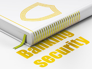 Image showing Protection concept: book with Contoured Shield, Banking Security