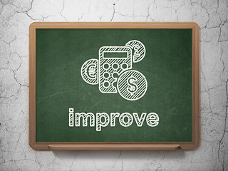 Image showing Business concept: Calculator and Improve on chalkboard