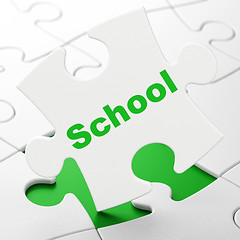 Image showing Education concept: School on puzzle background