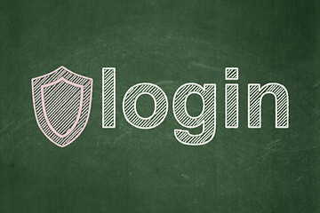 Image showing Privacy concept: Shield and Login on chalkboard background