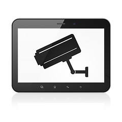 Image showing Security concept: Cctv Camera on tablet pc computer