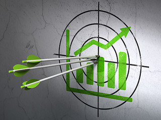 Image showing Business concept: arrows in Growth Graph target on wall
