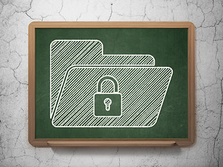 Image showing Finance concept: Folder With Lock on chalkboard background