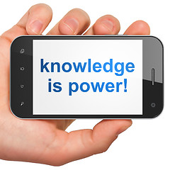 Image showing Education concept: Knowledge Is power! on smartphone