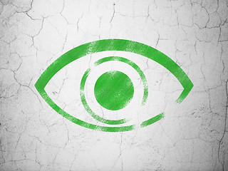 Image showing Protection concept: Eye on wall background