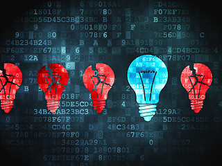 Image showing Business concept: Lightbulb on digital background