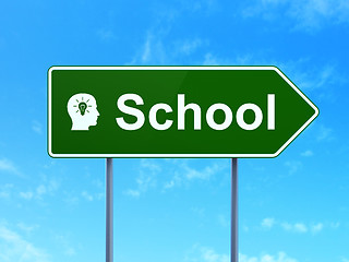 Image showing Education concept: School and Head With Light Bulb on sign