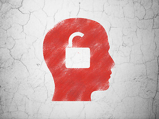 Image showing Finance concept: Head With Padlock on wall background