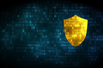 Image showing Privacy concept: Shield on digital background