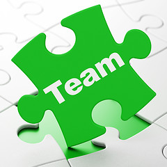 Image showing Business concept: Team on puzzle background