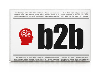 Image showing Finance concept: newspaper with B2b and Head With Finance Symbol