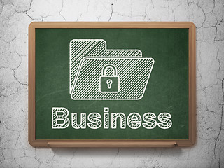 Image showing Finance concept: Folder With Lock and Business on chalkboard