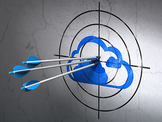 Image showing Arrows in Cloud target on wall