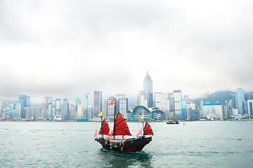 Image showing Boat floating to Hong Kong