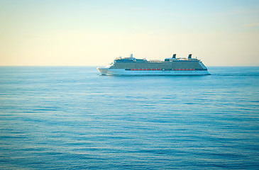 Image showing Cruise liner at sunset