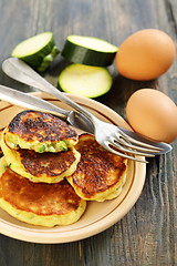 Image showing Zucchini fritters - a healthy and tasty breakfast.