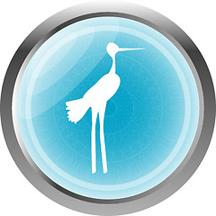 Image showing Stork on web icon button isolated on white